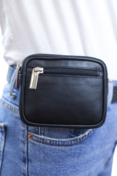 Gürteltasche in Vollleder LEAS in Echt-Leder, schwarz